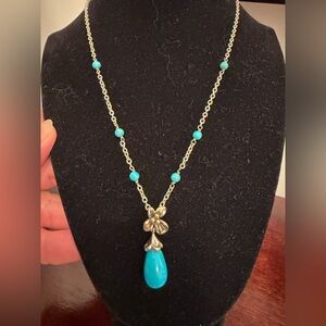 Ann king Turquoise sterling Silver 18k Floral Pendant Necklace